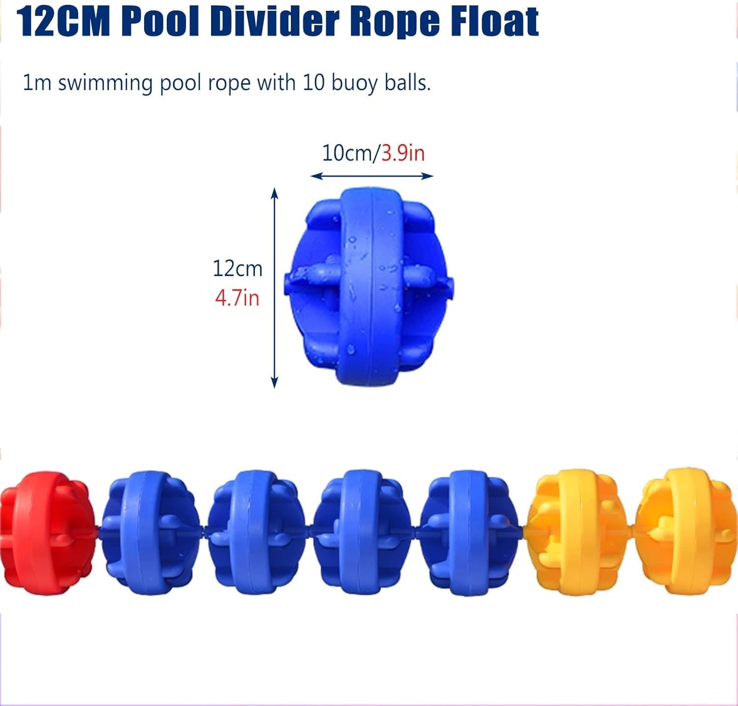 Corda divisoria blu da 6 m, in nylon, per zone sicure e corsie di nuoto, accessorio sicuro per piscina e allenamento di nuoto (6 m)