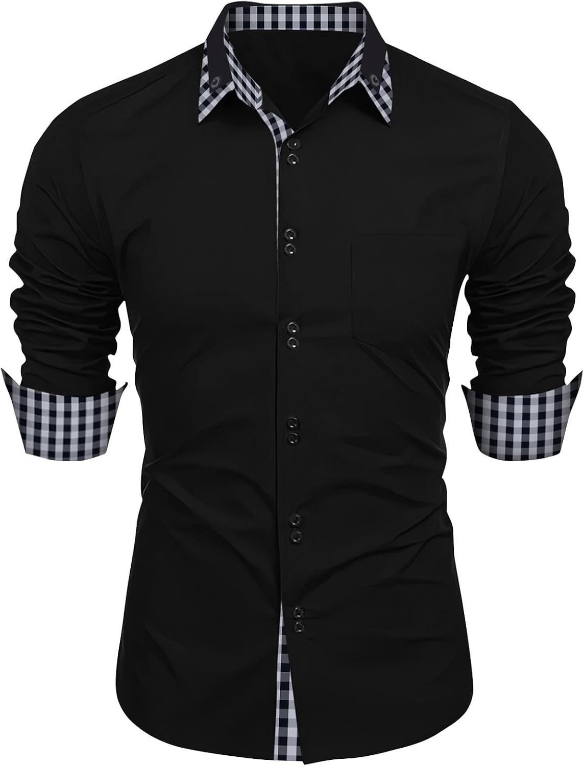 Ymosrh Men's Business Shirts Button Up Long Sleeve Solid Color Fall Beach Casual Dress Shirts, M-3XL