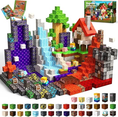 Magnetische Bausteine 150 Stück Abenteuer im Wald mit einem Zeitreise-Portal Edition Magnetbausteine Magnetic Building Blocks Montessori Spielzeug ab 4 5 6 7 8 9 Jahren Geschenke für Kinder ab 4 5 6 7