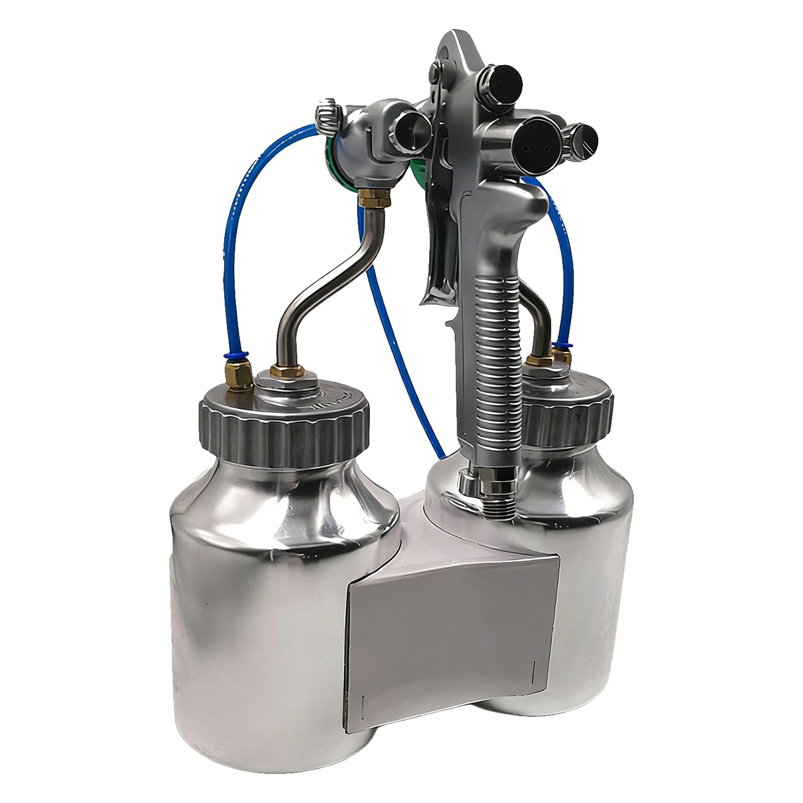 Pulverizador de pintura neumático de doble cabeza, pistola de pulverización de alta presión con boquilla de 1,3 mm, sistema de alimentación de presión de 58 PSI para revestimientos y adhesivos a base