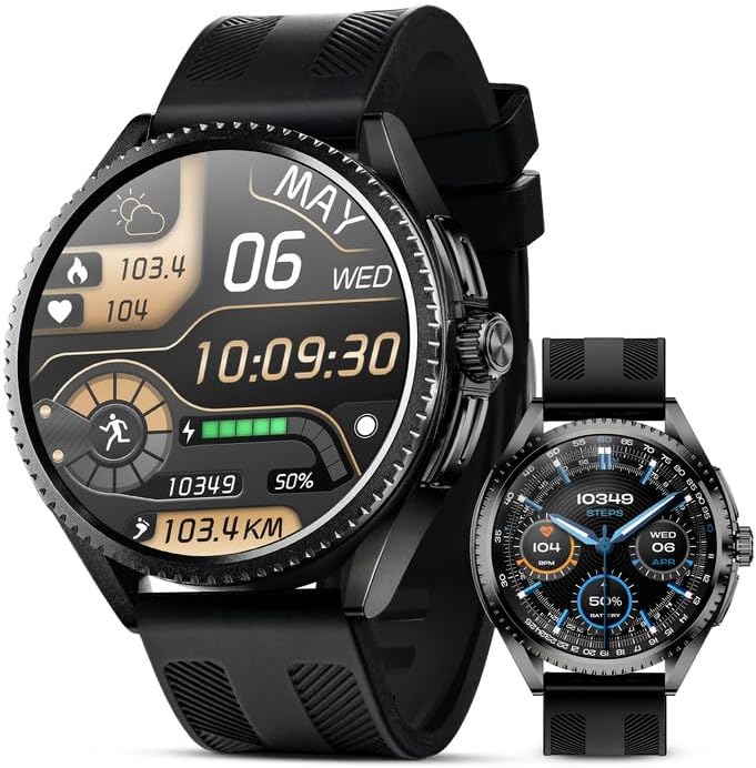 Smart Watch for Men HD AMOLED Tactical Smartwatch for Android iOS 100+ Sport Mode Fitness Tracker with Heart Rate SpO2 Sleep Monitor Waterproof