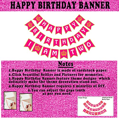 Image of Party Propz Princess theme Birthday decoration kit - Pack of 63pcs 2nd Birthday Decorations for Girls with Pink Balloons for birthday, star balloon (Cardstock,Latex)