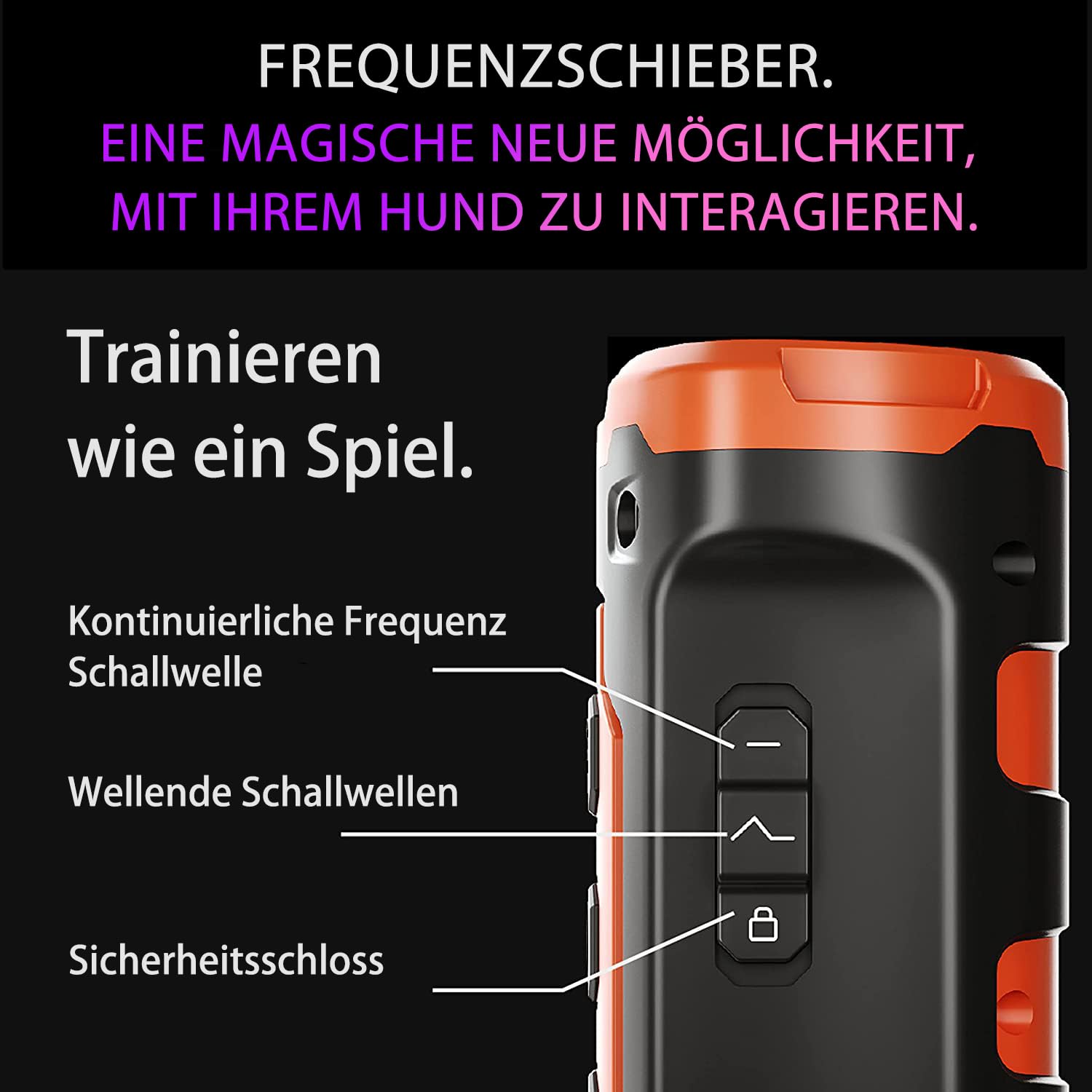 Anti Bell Gerät Hunde, 3X Ultraschall Hundegebell Stopper, 15m Reichweite, Tragbares Antibell Ultraschall Gerät mit LED-Taschenlampe für Kleine Große Hunde Innen Außenbereich Hund (Orange)