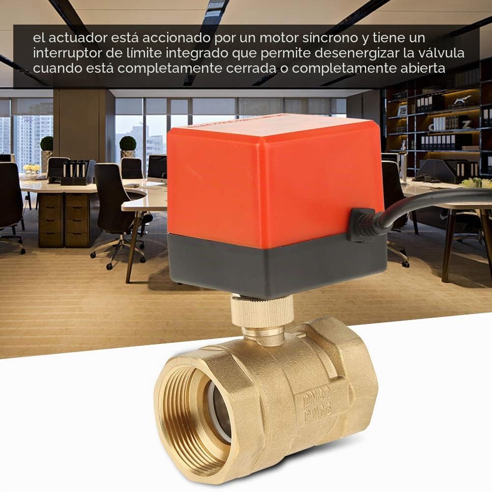 Válvula de bola motorizada, latón DC 12V G1-1/2 pulgadas DN40 Actuador de 2 vías de bajo ruido Válvula de bola Válvula roscada eléctrica para de aire acondicionado, sistemas