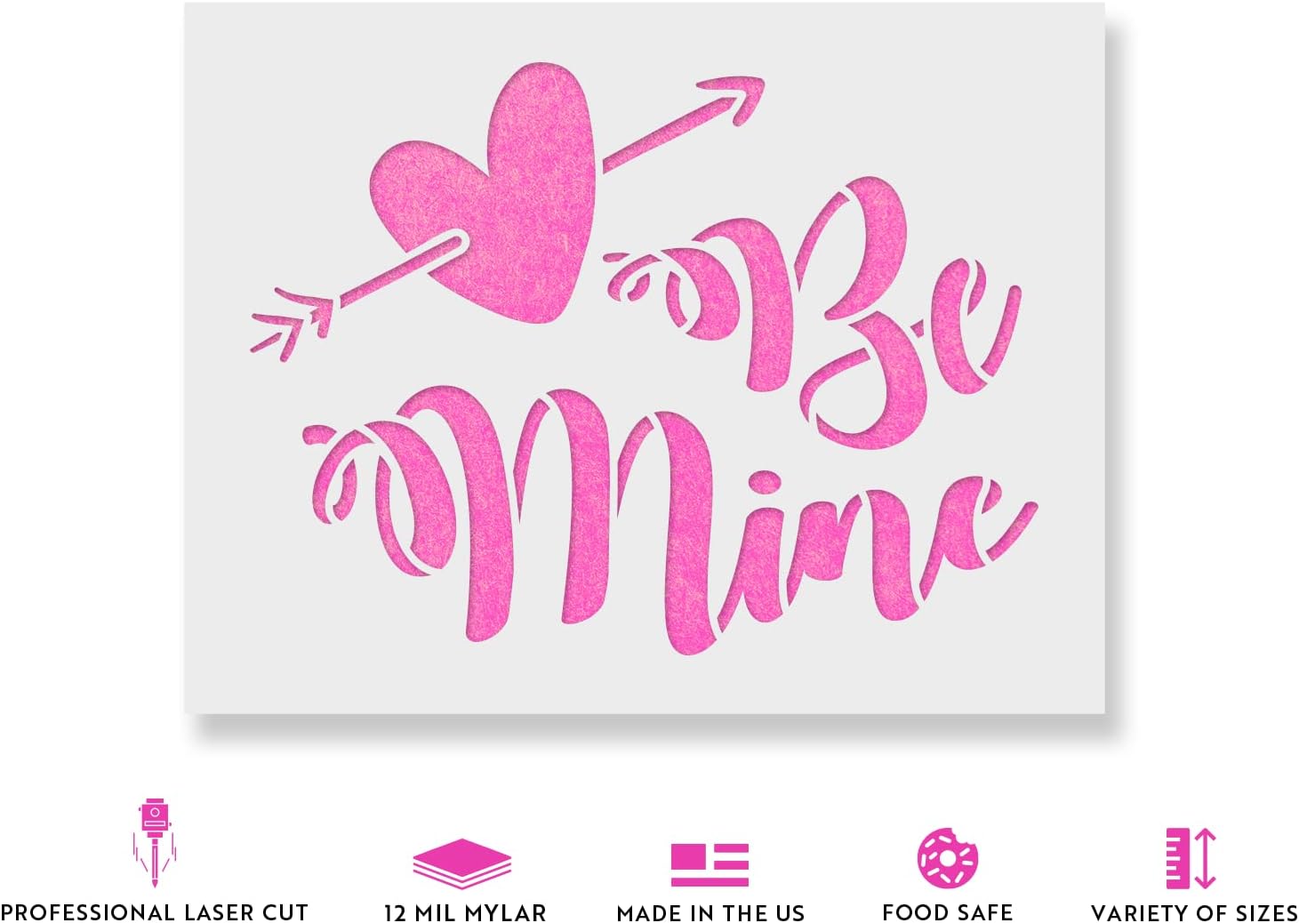 Be Mine Valentines Stencil - Holiday Stencil, Valentines Stencils, Valentines Stencil, Hearts Stencils, Mine Stencil