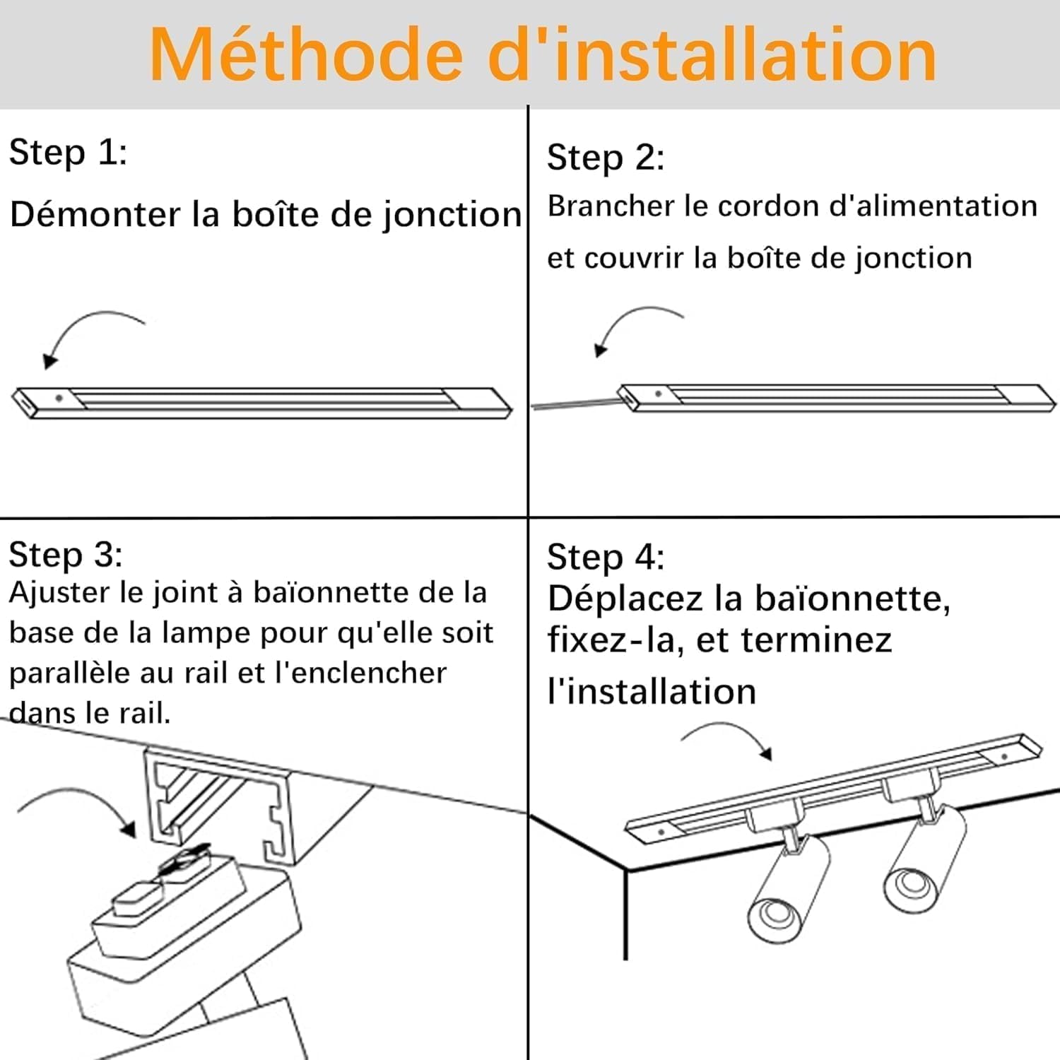 Kit di 6 faretti a LED a forma di H, con binari aggiuntivi da 2 m, 20 W, 6000 K, luce bianca fredda, per interni