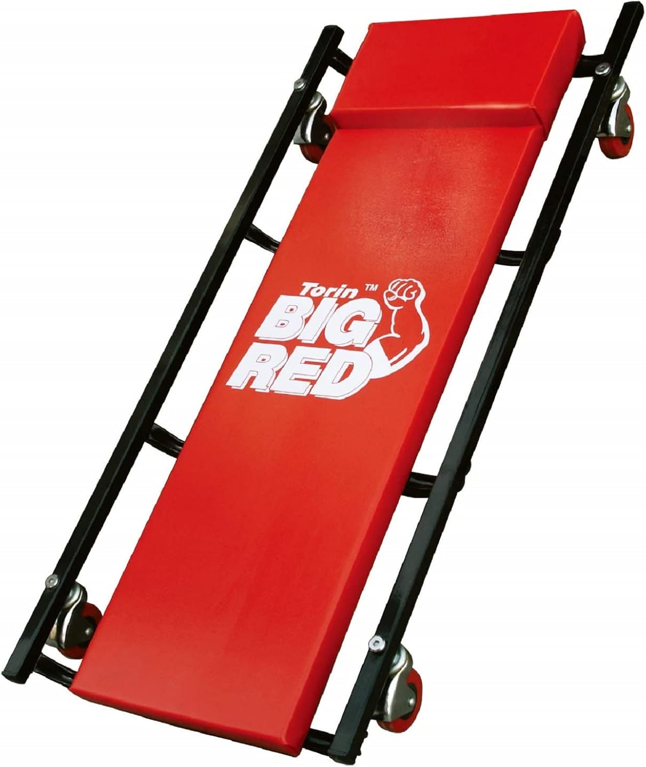 BIG RED TR6453 Torin Rolling Garage/Shop Creeper: 36" Padded Mechanic Cart with 4 Casters, Red, 4-wheel