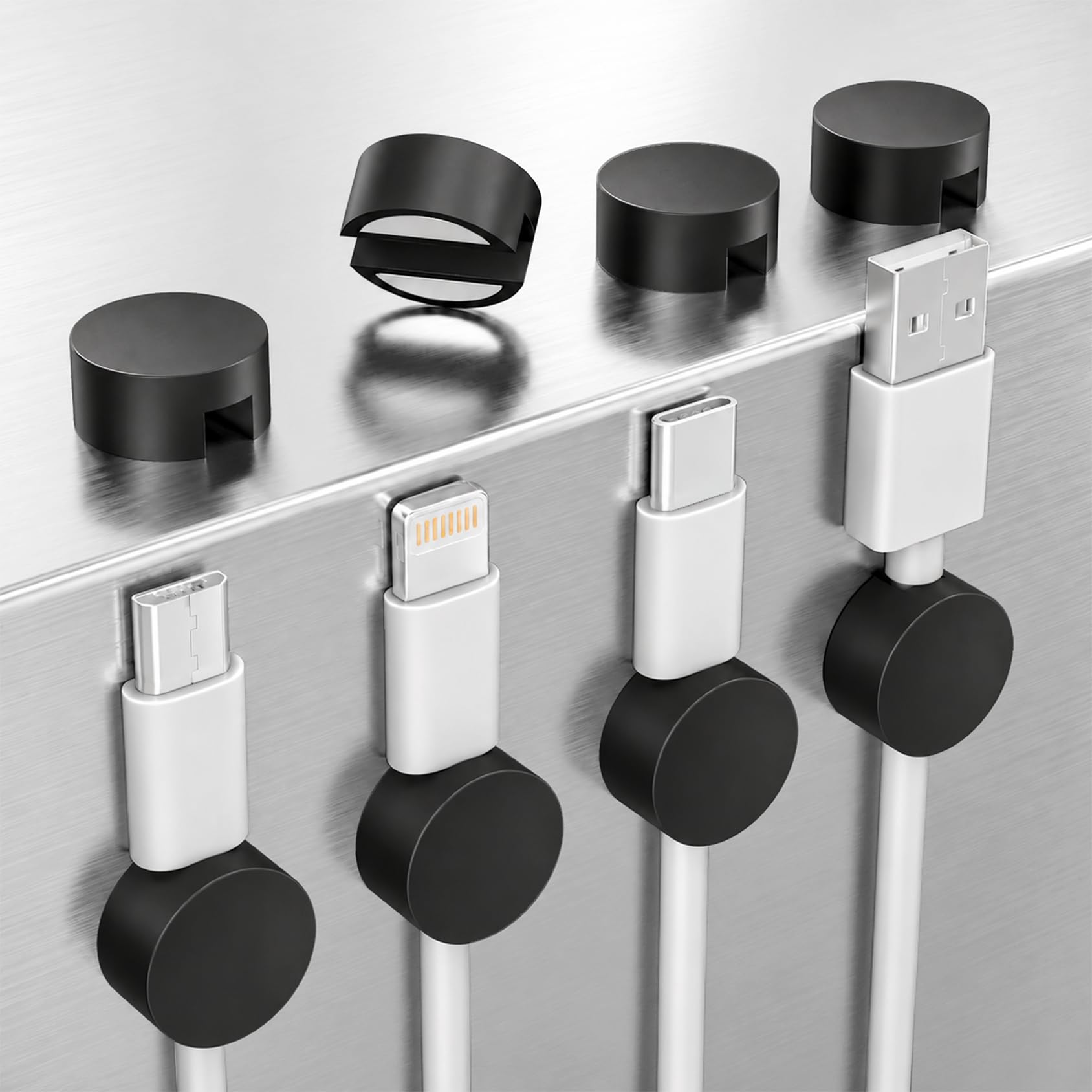 Maveek Magnetic Cable Holder, 8 Cable Clips for Desk Cord Management, Black