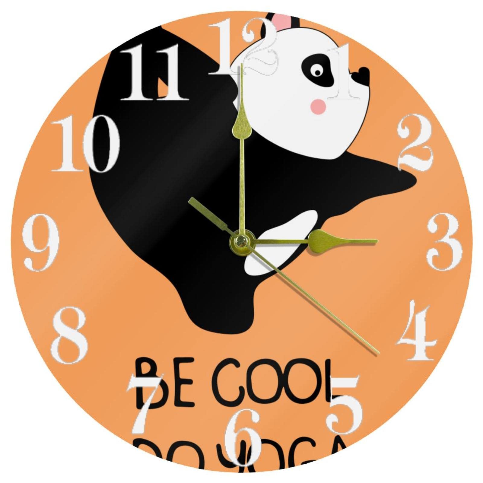 Horloge murale panda silencieuse sans tic-tac à quartz pour un sommeil paisible en chambre