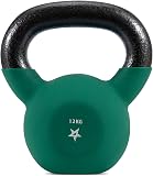 Yes4All Kettlebell, 12KG Cast Iron, Neoprene Coated, Dark Green for Strength Training - 1