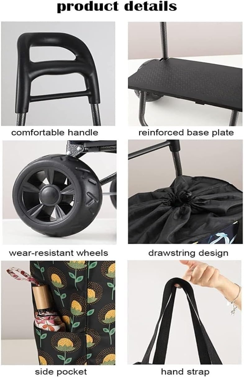 Shopping Cart Shopping Cart Grocery Basket Shopping Cart Foldable Shopping Trolley Shopping Bag with Wheels Trolley Utility Rolling Reusable Grocery Bags Foldin