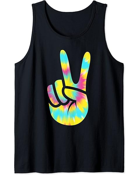 Peace Hand Sign Tie Dye for men women Tank Top