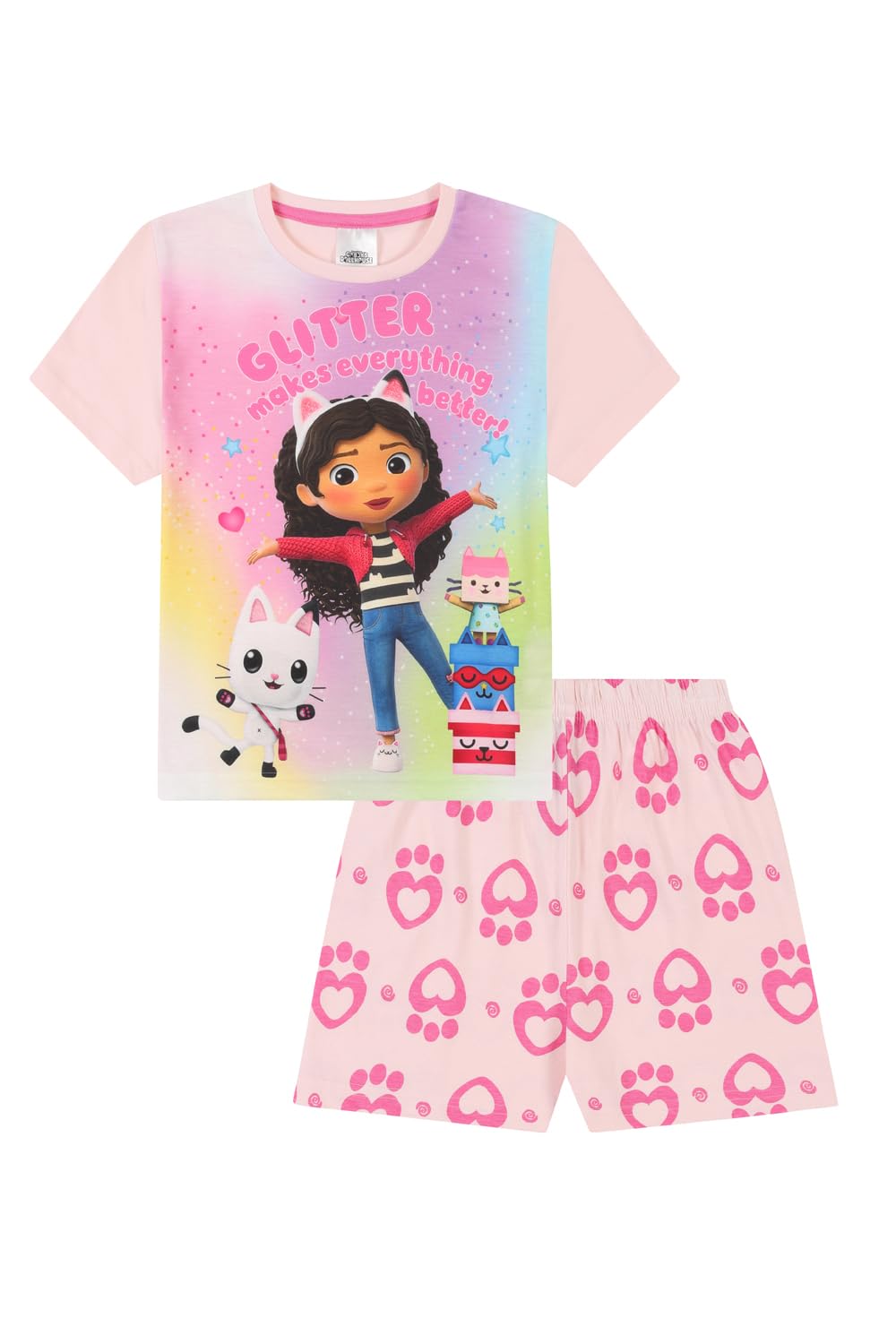 Girls Gabby's Dollhouse Glitter Makes Everything Better Short Pink Pyjama Set (4-5 Years)