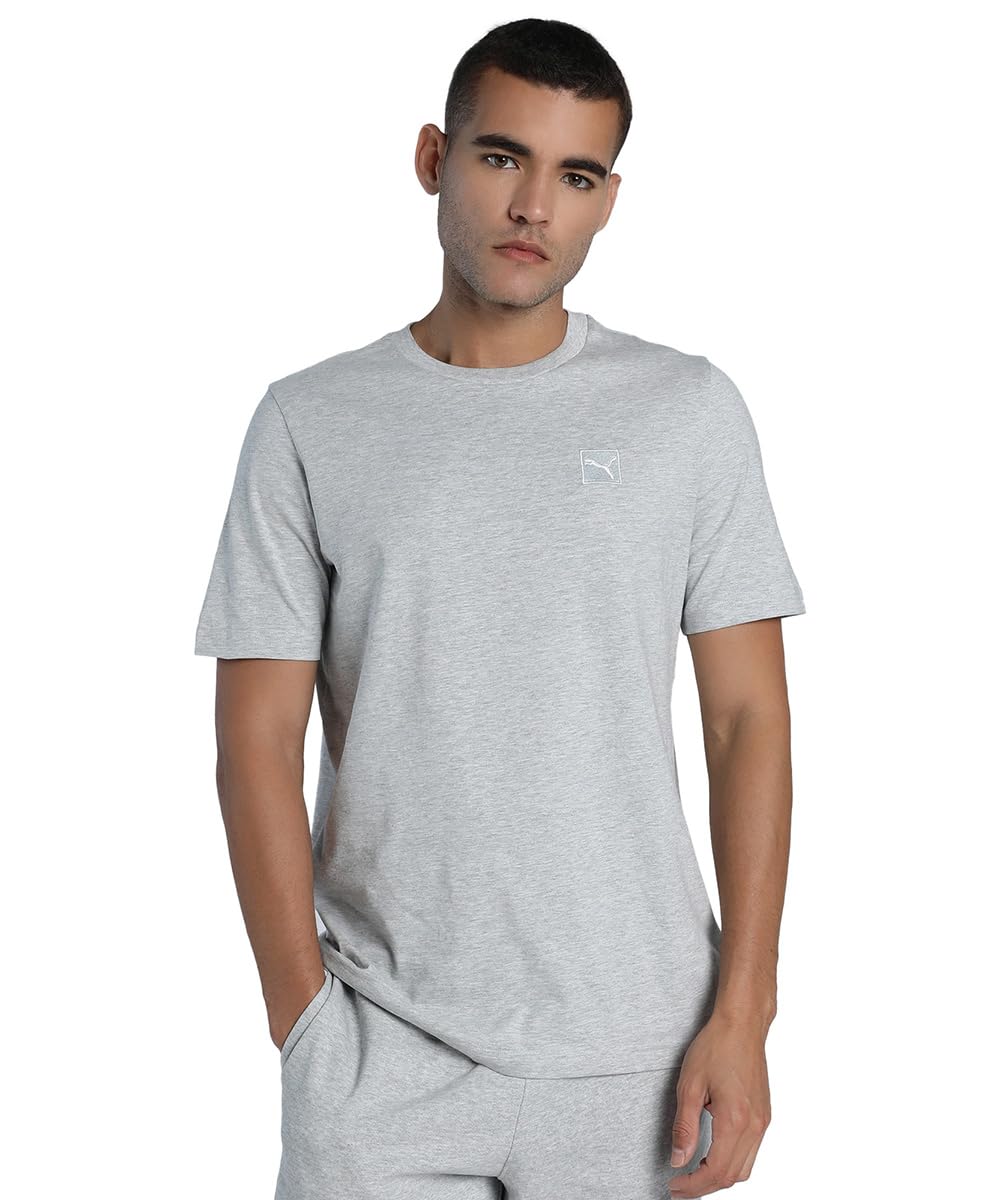 PUMA Unisex ESS Elevated Tee T-Shirts, Light Gray Heather, XL