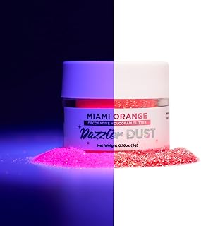 Sponsored Ad - BAKELL Miami Orange Glow in The Dark Art & Craft Glitter, 5g Jar | Dazzler DUST | Non-Toxic Decorating Glit...