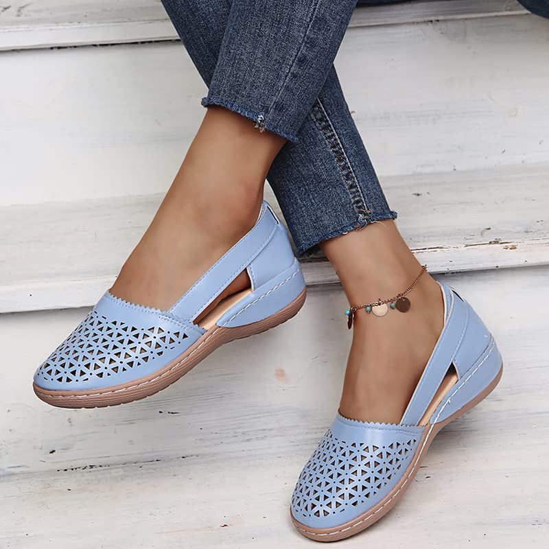 Summer Sandals for Women Orthopedic Loafers Wide Width Ankle Strap Closed Toe Shoes Breathable Hollow Out Slip-On Sandals Comfortable Sandal woth Arch Support2