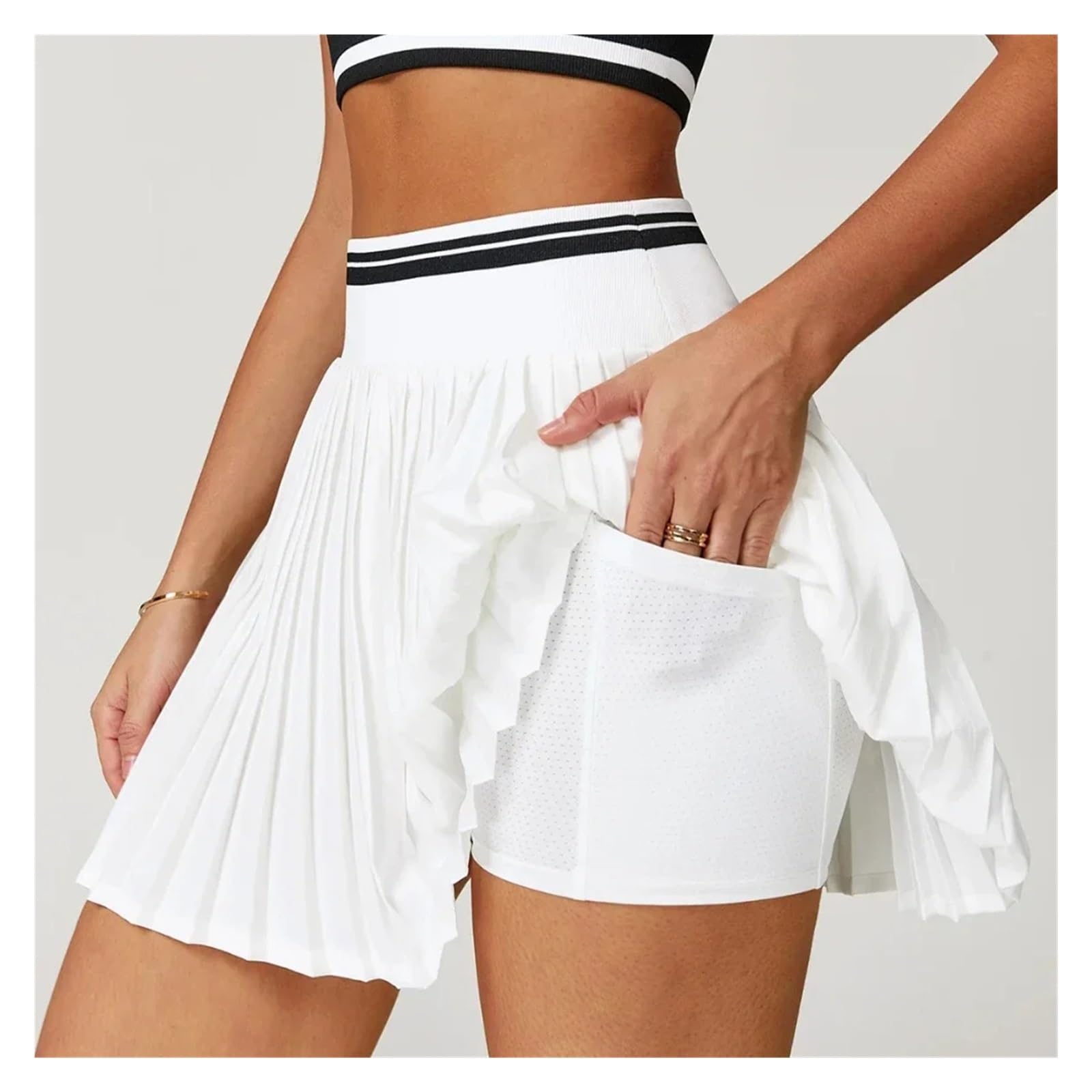 Tennisrock Damen Sommer Anti-Glare A-Linie Plissee Yoga Shorts Röcke Frauen Hohe Taille Sport Fitness Rock Gym Workout Sportswear