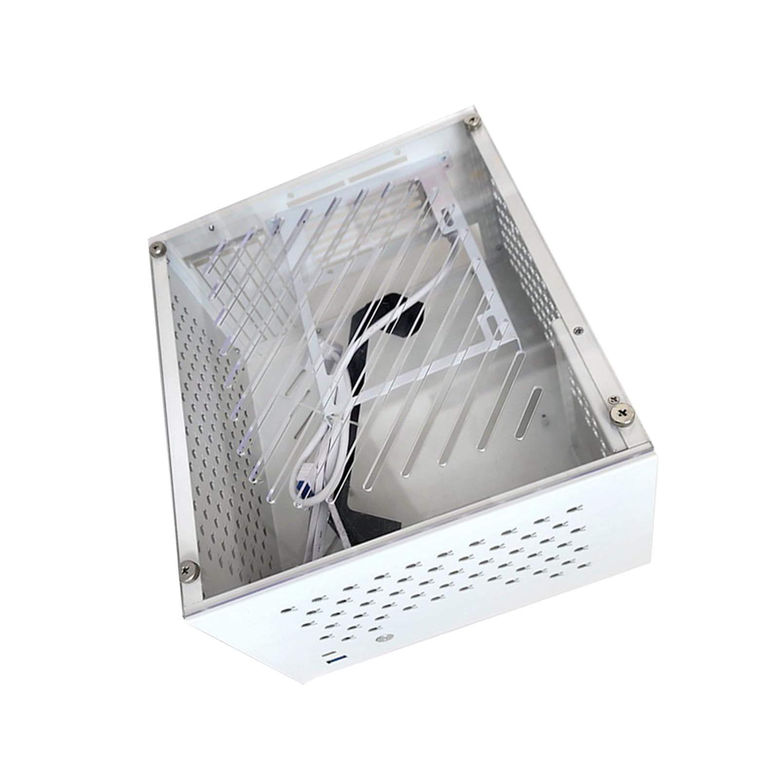 Asixxsix Case per PC ITX Fattore di Forma Ridotto, Case per Computer MATX/ITX con Pannello Laterale Trasparente Supporta Scheda Madre da 190x220 Mm e 170x170 Mm, GPU Fino a 280, 3 Slot PCI, PSU ATX