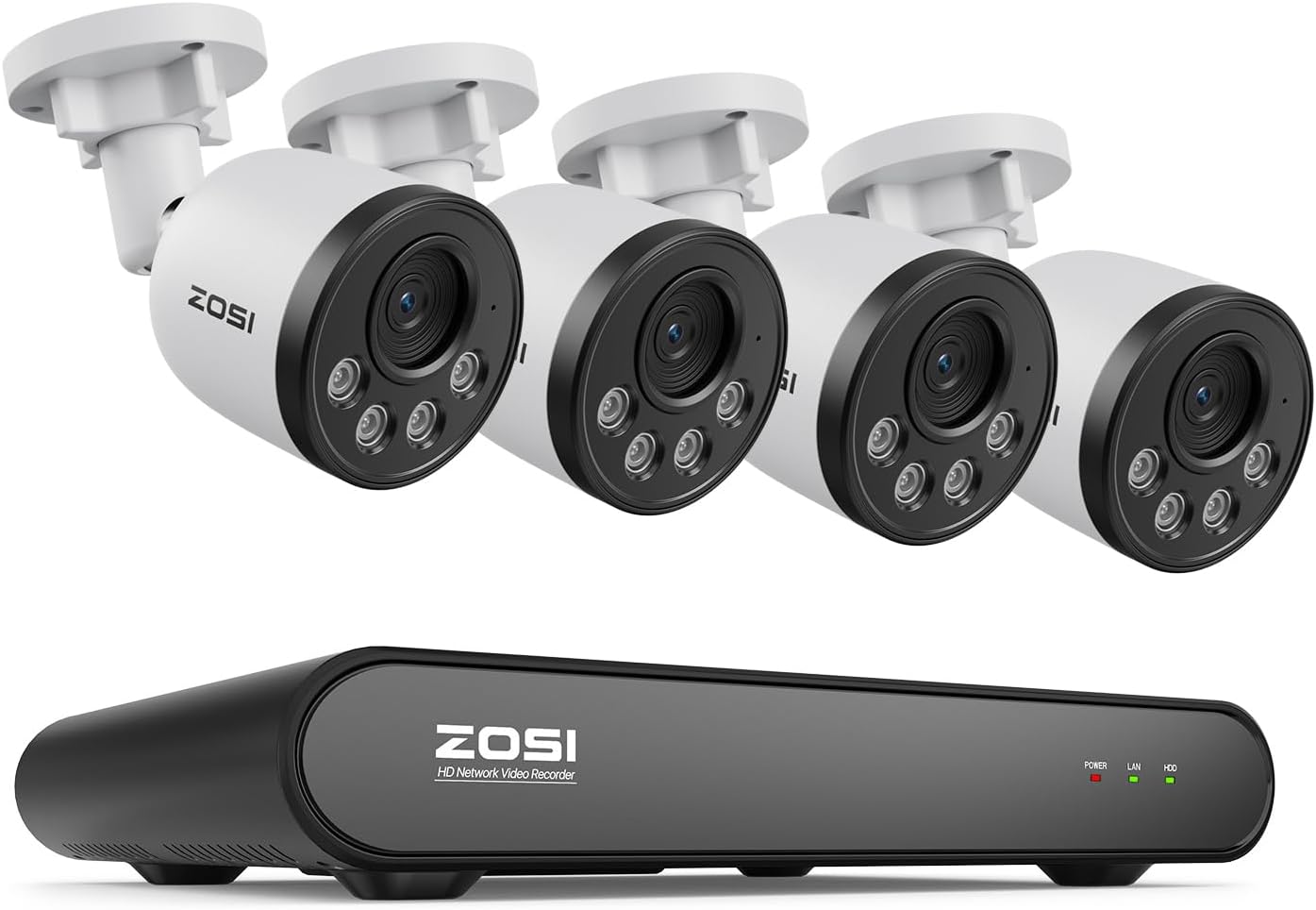 5MP Security Camera System with Audio,4pcs 4MP Wired Outdoor Indoor PoE IP Cameras,Smart Person Vehicle Detection,100ft Night Vision,H.265+ 8CH CCTV NVR for Home,No Monthly Fee (NO Hard Drive)