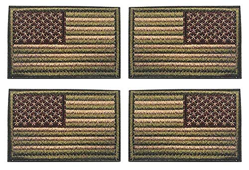 Antrix 4 Pcs Green Regular and Reversed American US USA Flag Embroidered Patch Tactical Military United States of America Uniform Emblem Applique Hook & Loop Emblem Patch for Backpacks Caps Hats Vests