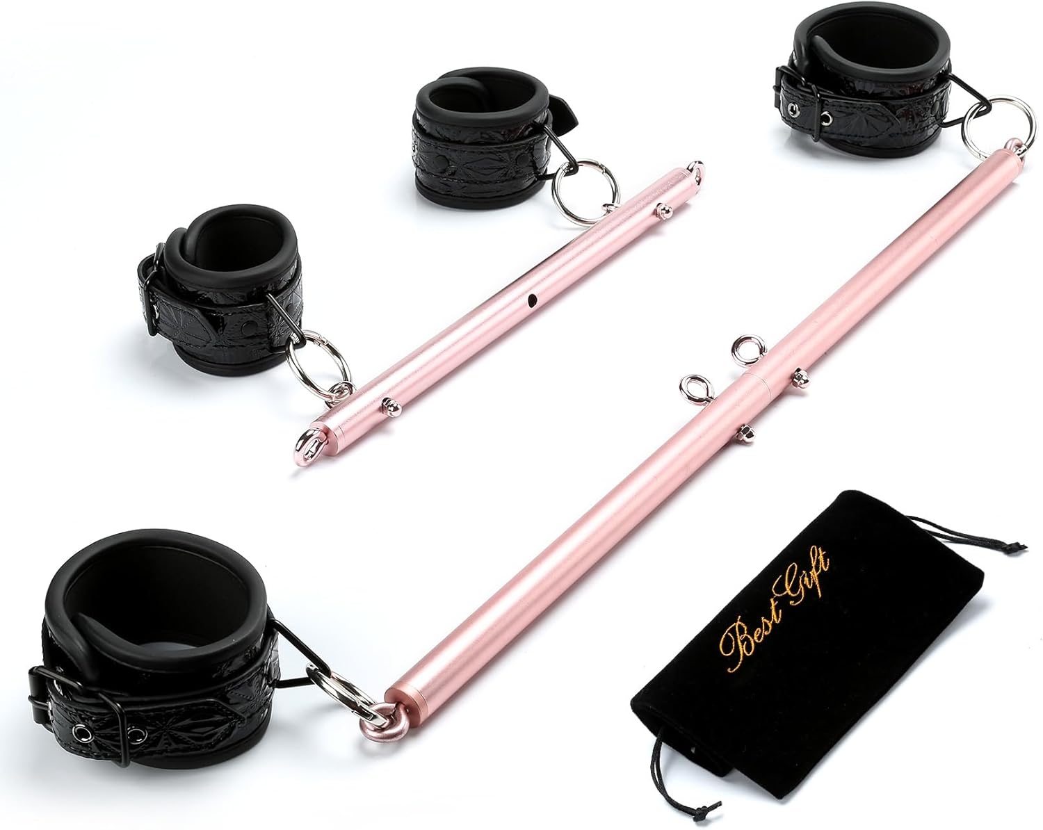 Yoga Pilate Bar Spreader Bar with Fur Adjustable Strap, Sports Aid Training Set, Stainless Steel Expandable Exercise Bar, Yoga Training Fitness Gear