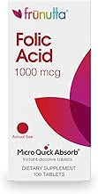 Frunutta Folic Acid 1000 mcg, Under The Tongue Instant Dissolve Tablets, 3 Month Supply, Proudly Made in USA - coolthings.us