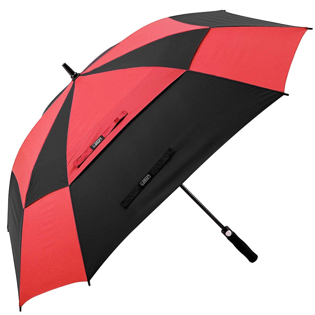 G4Free 62 Inch Quadratischer Golfschirm Übergroß Doppelt Überdachung für 2-4 Personen Großer Regenschirm Winddichter XXL Stockschirm Automatik Auf, Rot/Schwarz