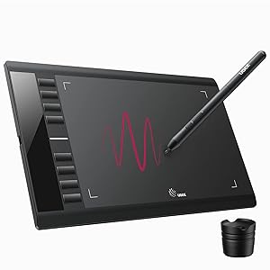 UGEE Drawing Tablet for PC M708, 10 Inch Graphics Tablet without Display, 266RPS OSU Pen Tablet, Drawing Pad with Pen (Win/Mac/Chrome OS/Linux)