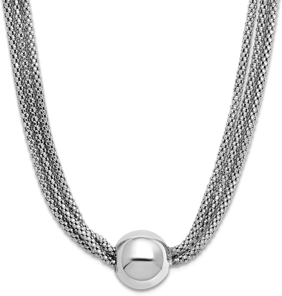 JewelryWeb 10mm 925 Sterling Silver Rhodium Plated Polished 3-strand Bead With 2 Inch Extension Necklace 17 Inch Strand Necklace for Women