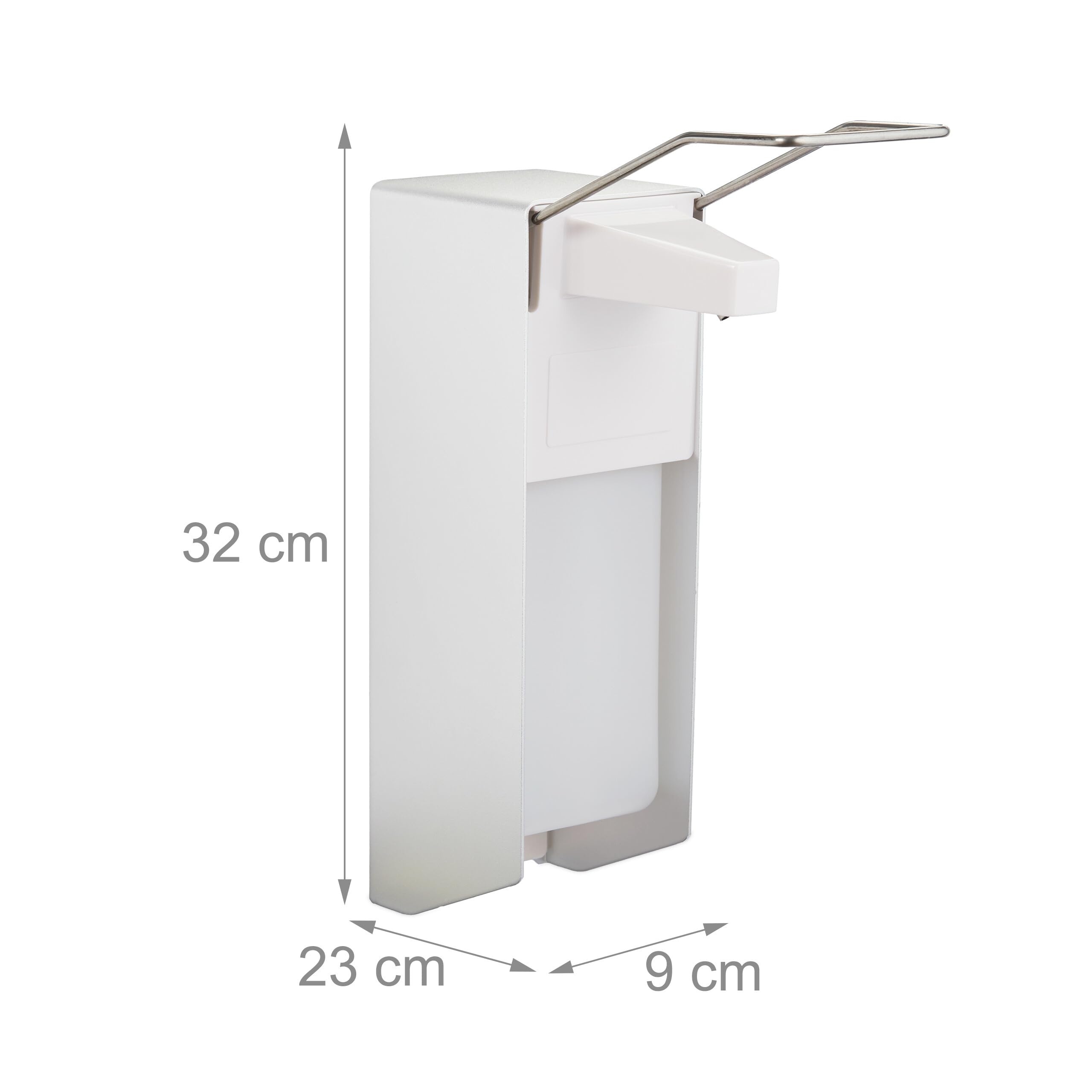 Relaxdays Distributeur de Gel Hydro-alcoolique, Lot de 2, 1000 ML, Aussi pour Savon Liquide, Mural, argenté - Blanc