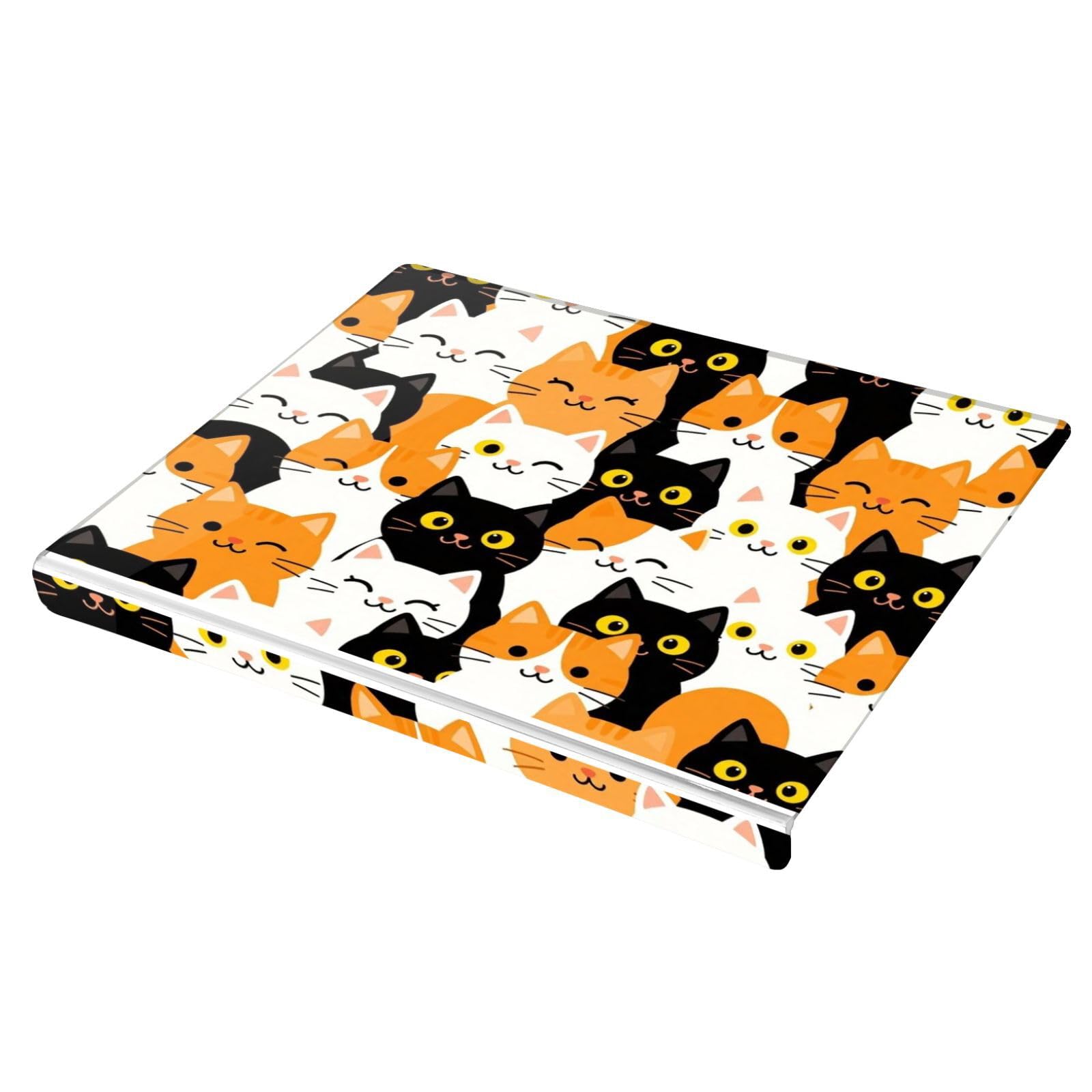 Tabla de cortar acrílica de tamaño grande 34 x 42 cm | Patrón impreso completo con borde elevado para mayor estabilidad para pasteles y pastelería, lindo amante de los gatos