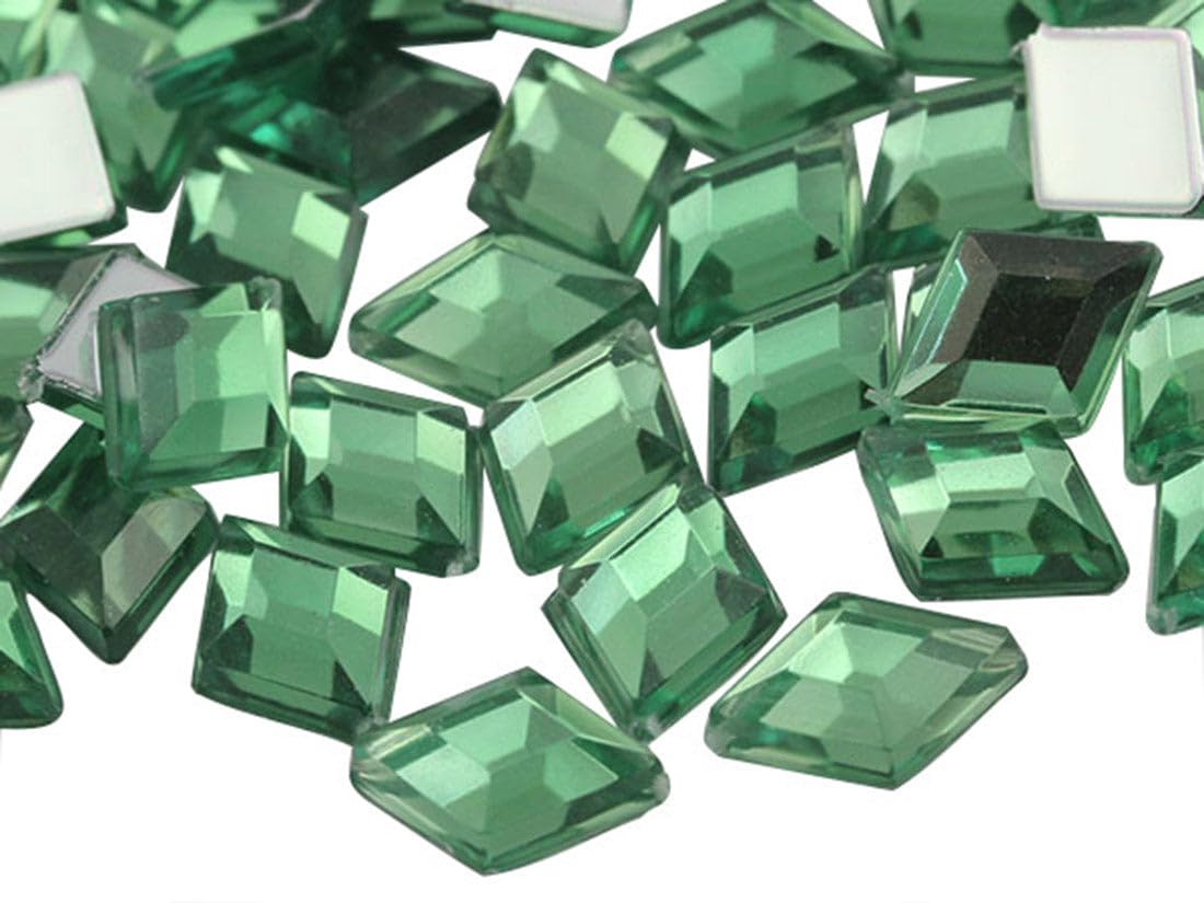 Allstarco Green Peridot .Pd 10X7mm Flat Back Diamond Acrylic Rhinestones Plastic Gems For Jewelry Making Costume Jewels Cosplay Embelishments - 100 Pieces