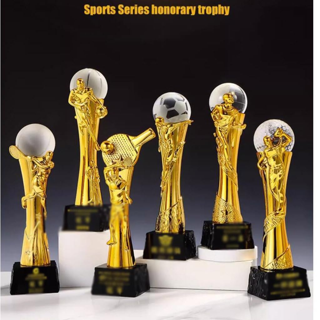 Trofeos, medallas y premios Trofeos del Campeonato de la Serie Deportiva Baloncesto fútbol bádminton Tenis de Mesa Voleibol Torneo Premio Trofeo Trofeo de Letras Creativas (Color : Gold, S : Golf)