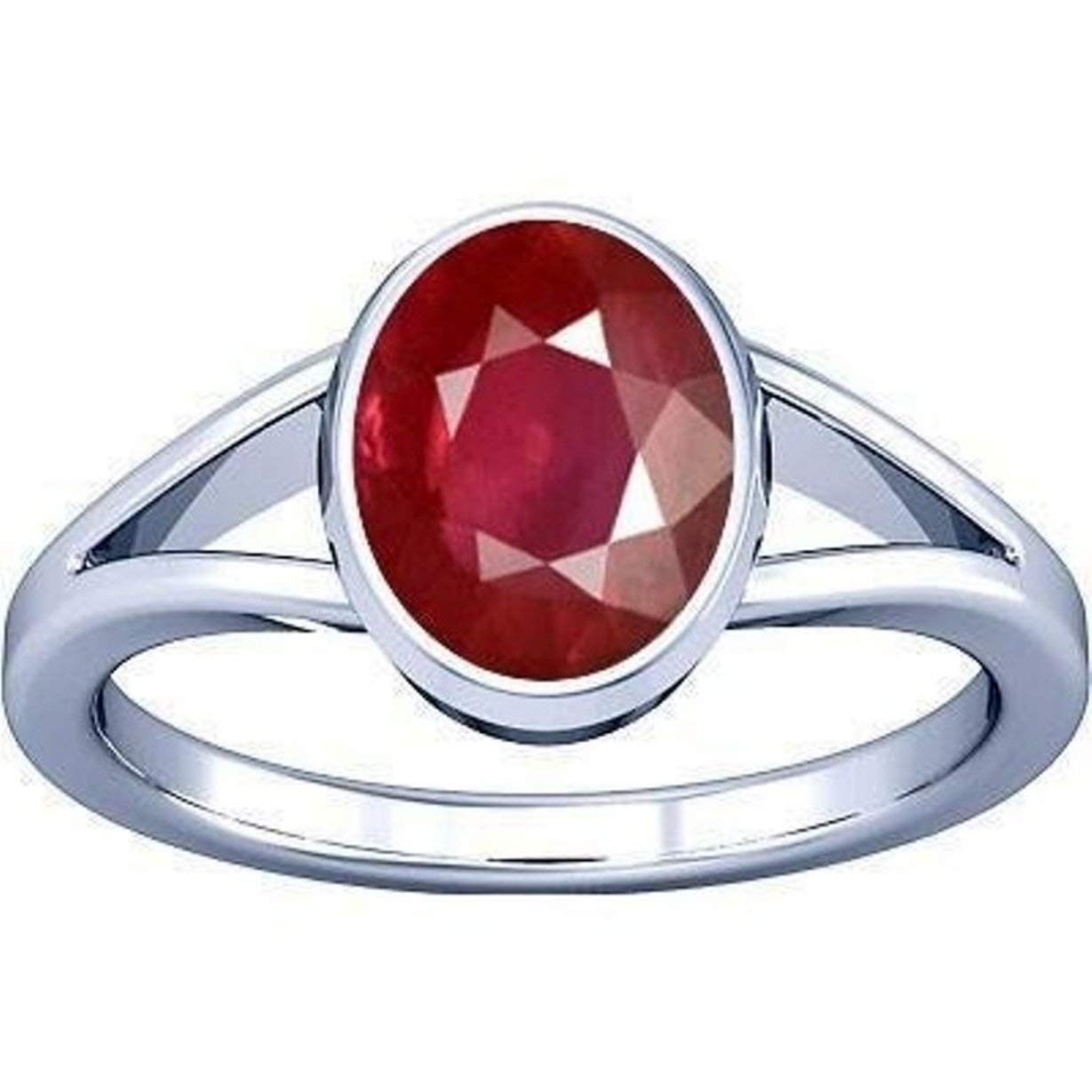 Ramneek Jewels 7.25-7.50 Ratti Ruby/Maanik/Manikya Silver Ring AAA Quality Gemstone for Men and Women