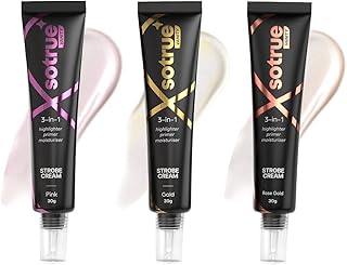 Sotrue Strobe Cream, Pack of 3, Rose Gold, Pink and Gold, 30g Each, Illuminating Makeup Primer and Highlighter