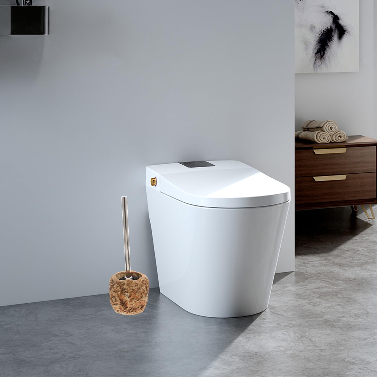 TEHAUX Klobürste mit Halter Kompakte Wc Bürste mit Weichen Borsten Ergonomischer Griff Badezimmerreinigungszubehör Platzsparend