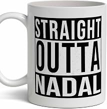 Nadal Last Name Gift. Personalized, Custom "Straight Outta" Surname Sign Coffee Mug. 11 Ounces.