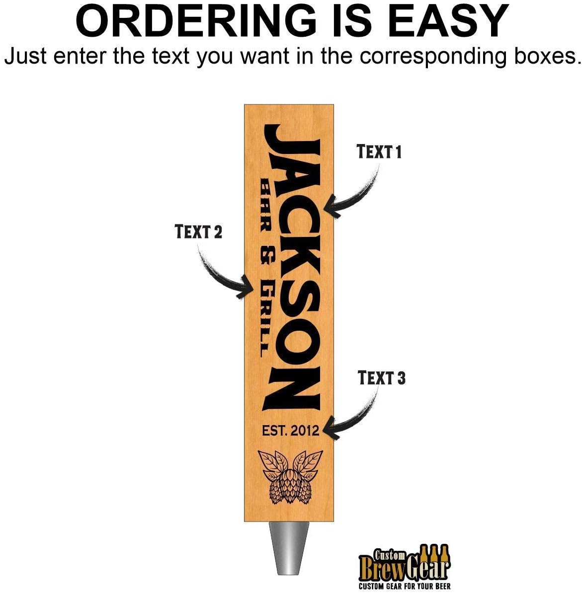 Personalized Beer Tap Handle with Chalkboards-Hops Edition-Laser Engraved