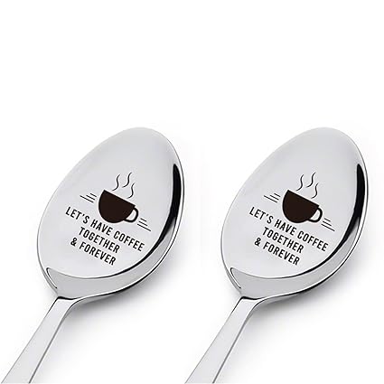 Couple Gifts Friends Gifts - ?Let's Have Coffee Together & Forever Engraved Spoon Personalized Gift for Valentine's Day gift,Birthday Gift,Anniversary gift,Thanksgiving Day Gift,Christmas Gift(2PCS)