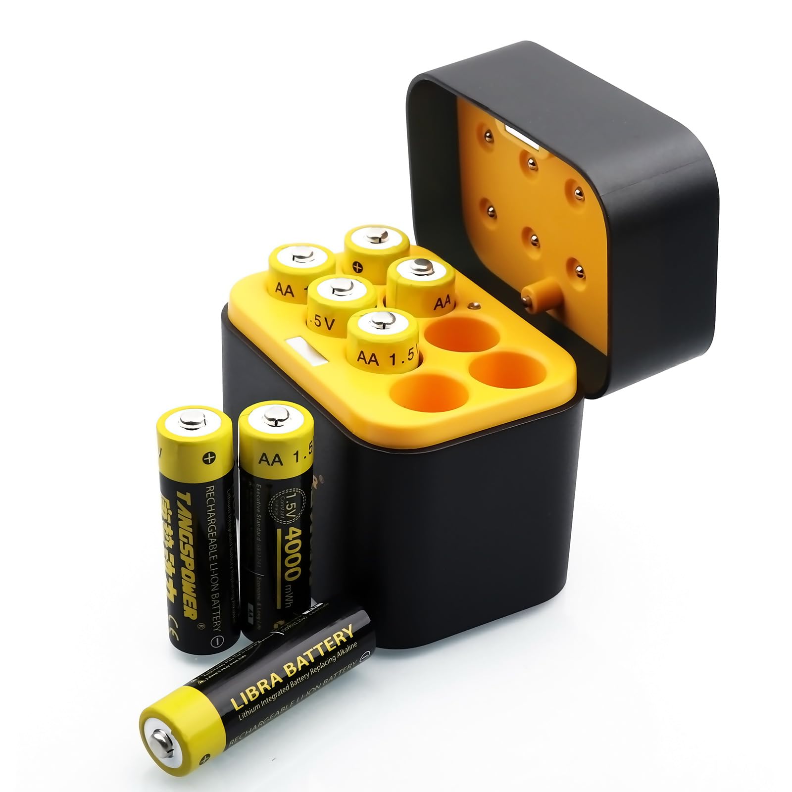 Piles Rechargeables AA Lithium (Lot de 8) avec Chargeur, 4000mWh Triple A 1,5V Tension de Sortie constante Pile AAA Li-ION Batterie, 1600+ Cycles, Faible Auto-décharge AA Rechargeable