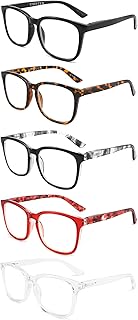 5 Pack Blue Light Blocking Reading Glasses for Women Men Oversized Stylish Spring Hinge UV400 Computer Square Readers