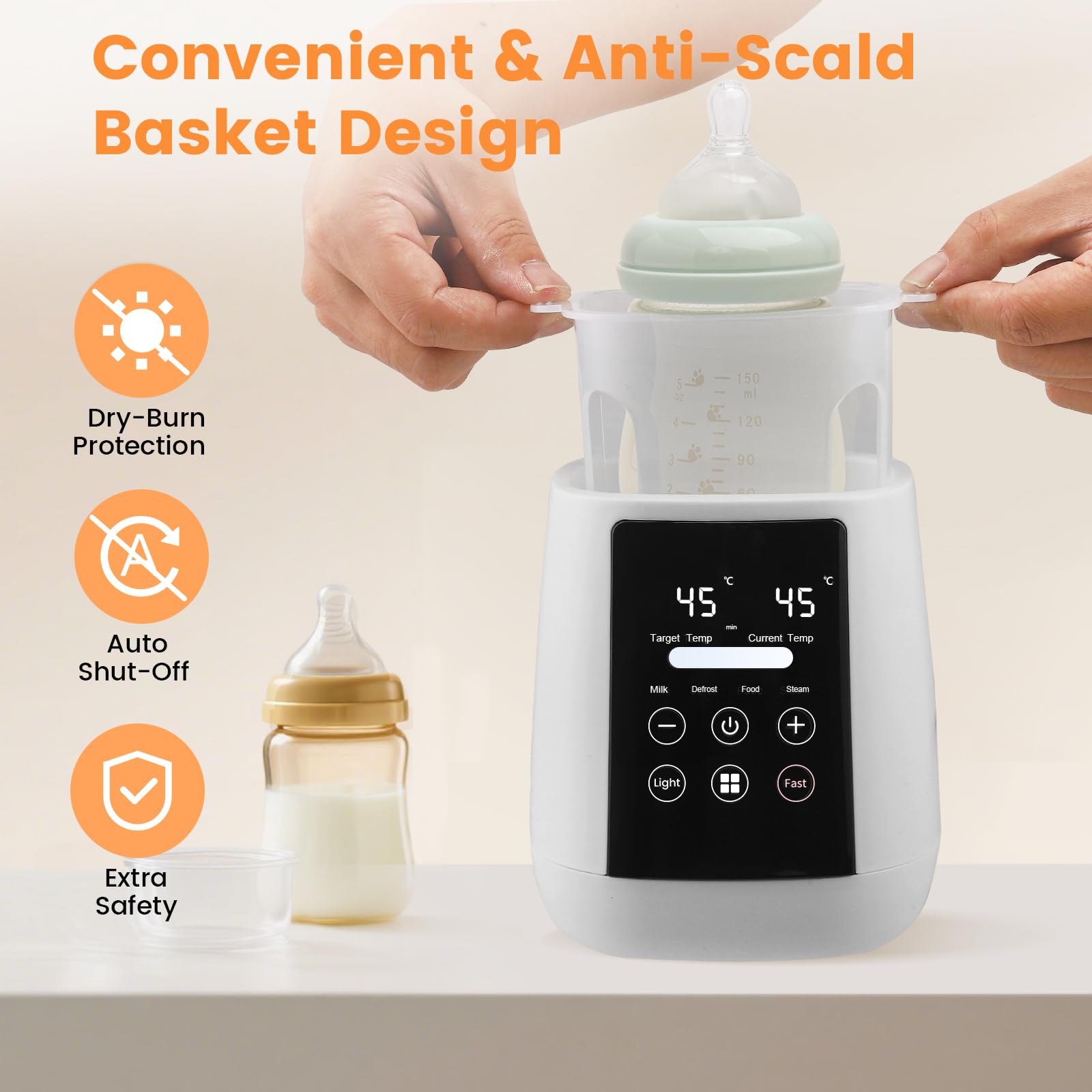 Scaldacollo per biberon 6 in 1, con riscaldamento rapido, mantenimento e scongelamento, scalda biberon con display LCD e telecomando