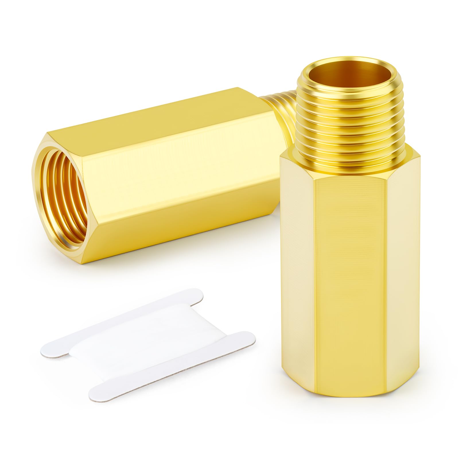GASHER 2PCS 1" NPT (F x M) Brass Long Nipple 2" Length Pipe Fitting