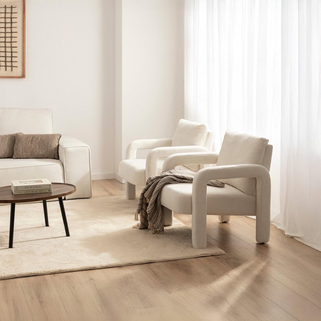 KLAST Sillón de Lectura Poliéster Color Beige 81 cm x 72 cm