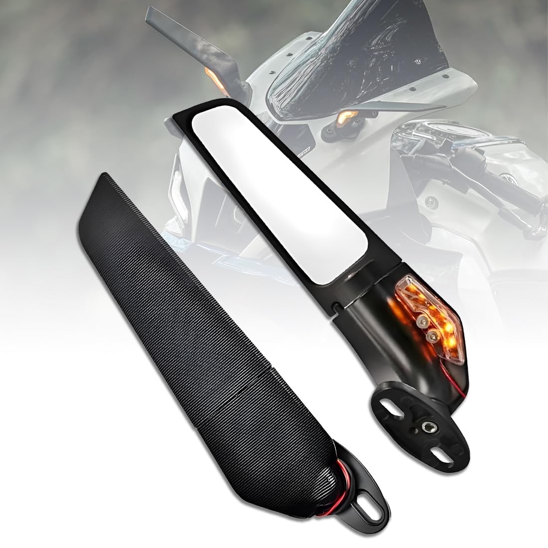 Universal Bike Side Mirror with led Indicator Light For Bike Suitable For all naked and fairing bikes set of 2