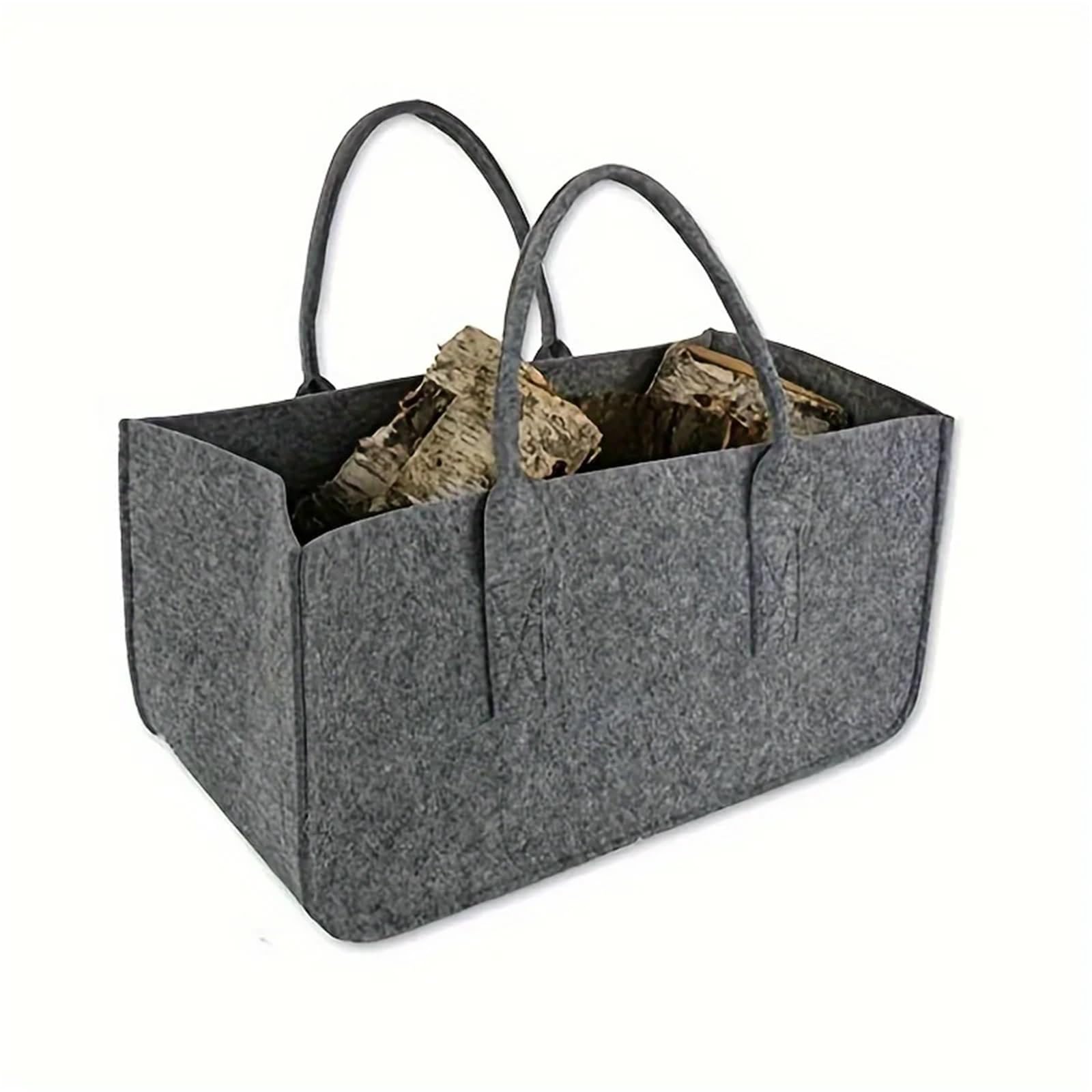 Felt Firewood Handbag Carrier Log Tote Bag Fireplace Holders Woodpile Fire Wood Carrying Storage Organizer For Wood(Grey)