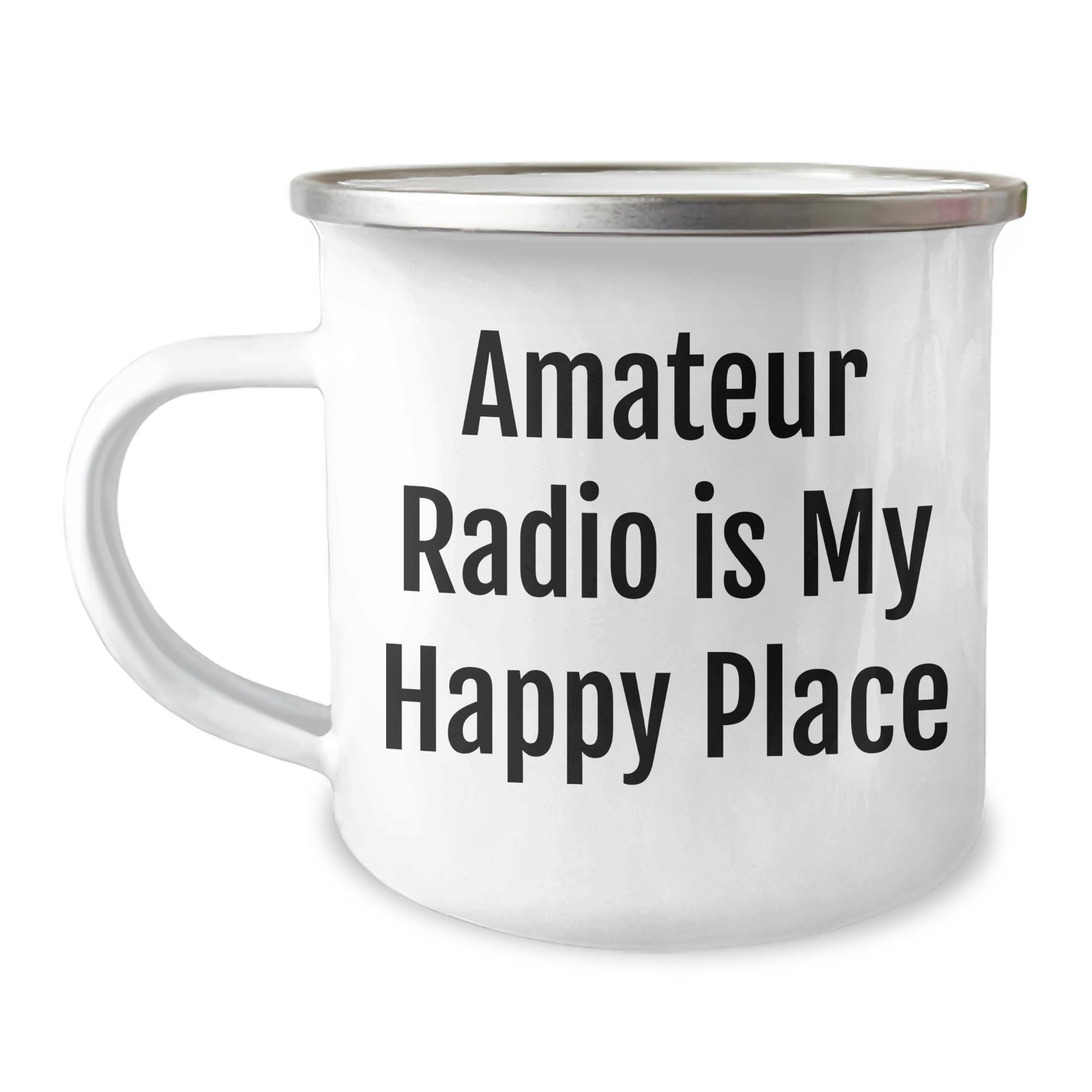 Generic Funny Amateur Radio: Amateur Radio Is My Happy Place Camping Mug - Great Gifts for Ham Radio Operators | Father's Day Inspirational Gifts from Daughter, 12oz, White