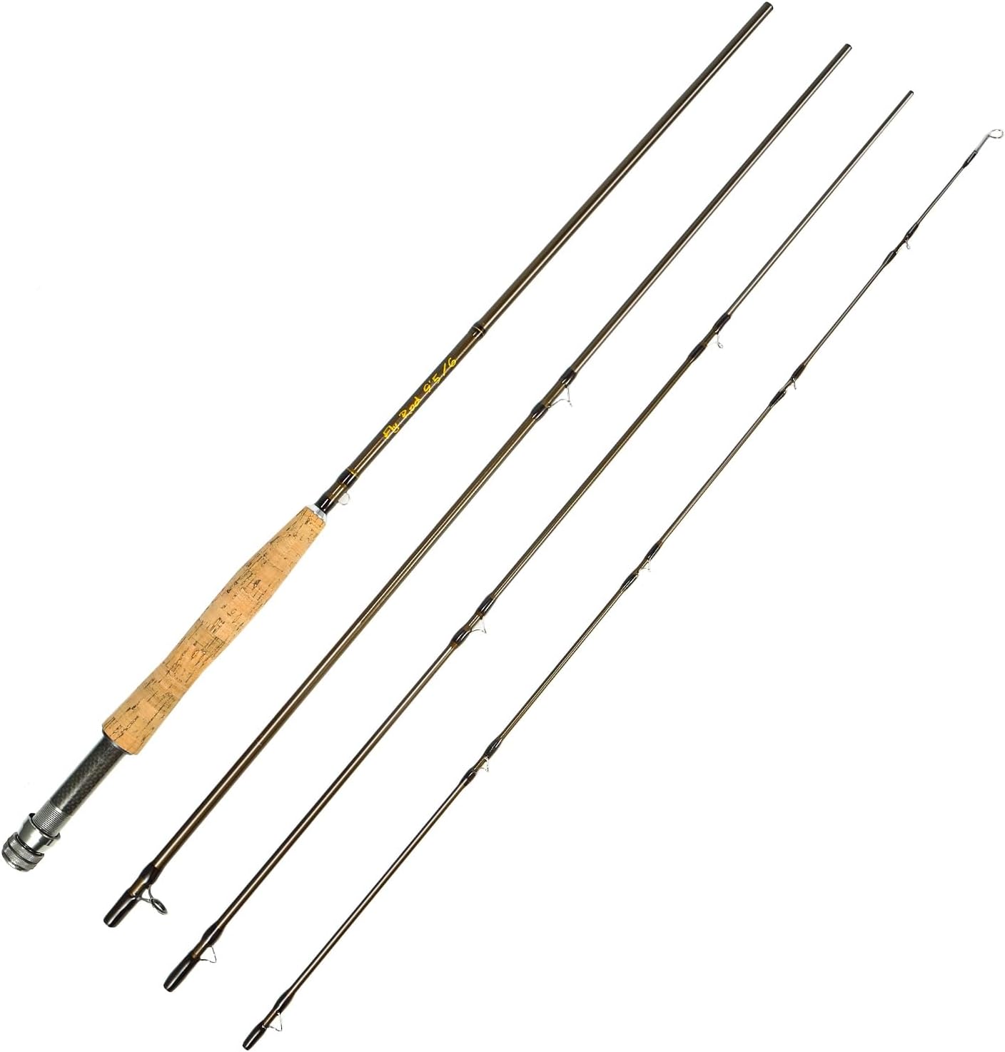 Fly Fishing Rod, Carbon Fiber, 9ft to 10ft, 3/4wt to 5/6wt, 4 Piece Sections, Lightweight, Medium-Fast Action, Cork Grip, Hard Chromed Guides, Freshwater Bass Trout Fishing