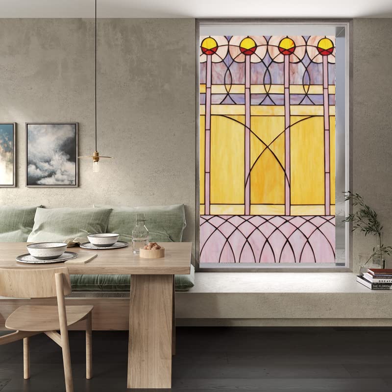Buntglas-Fensterfolie, mattierte Sichtschutzfolie, statisch haftend, Retro-Prärie-Stil, Aufkleber, Dusche, Badezimmer, Büro, Heimdeko (Color : 15, Size : 58X100cm)