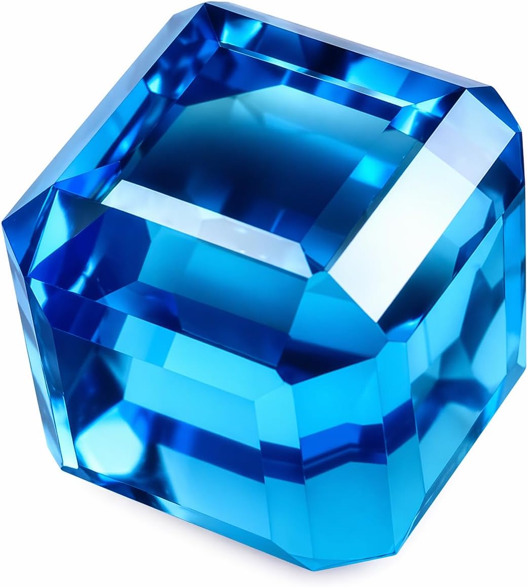 100CT Aquamarine Blue Loose Gemstone Cube Cut Faceted Stone